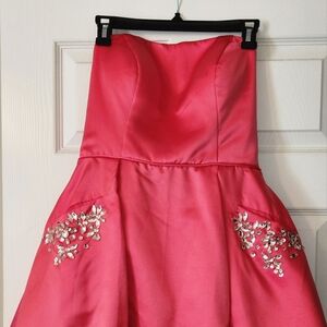 Elegant Pink Strapless Dress with Embellishments